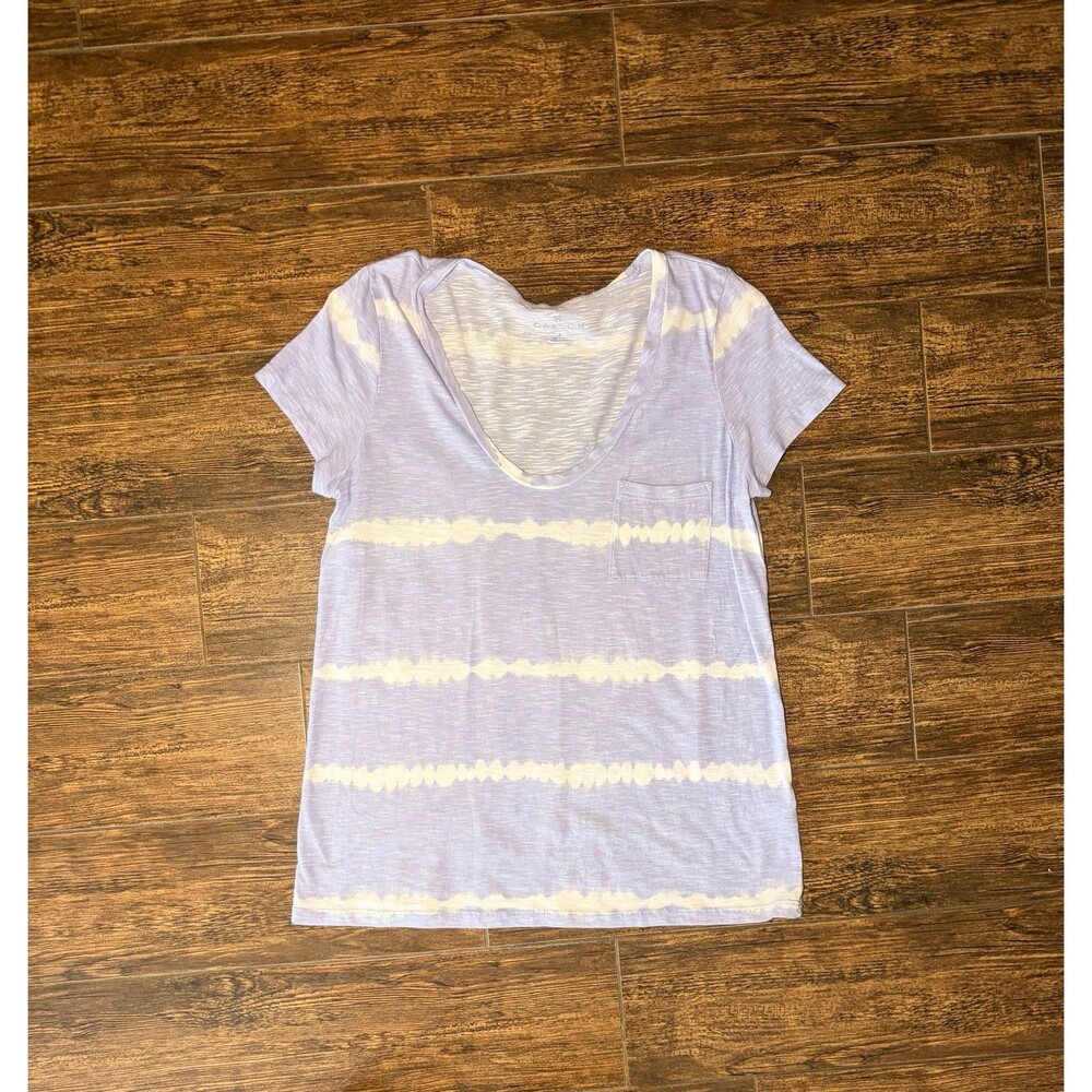 Caslon Lavender Tie-Dye Stripe Pocket Tee - M